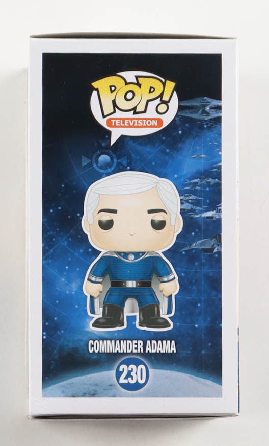 Edward James Olmos Signed "Battlestar Galactica" #230 Commander Adama Funko Pop! Vinyl Figure (Beckett) at PristineAuction.com Edward James Olmos Signed "Battlestar Galactica" #230 Commander Adama Funko Pop! Vinyl Figure (Beckett) at PristineAuction.com