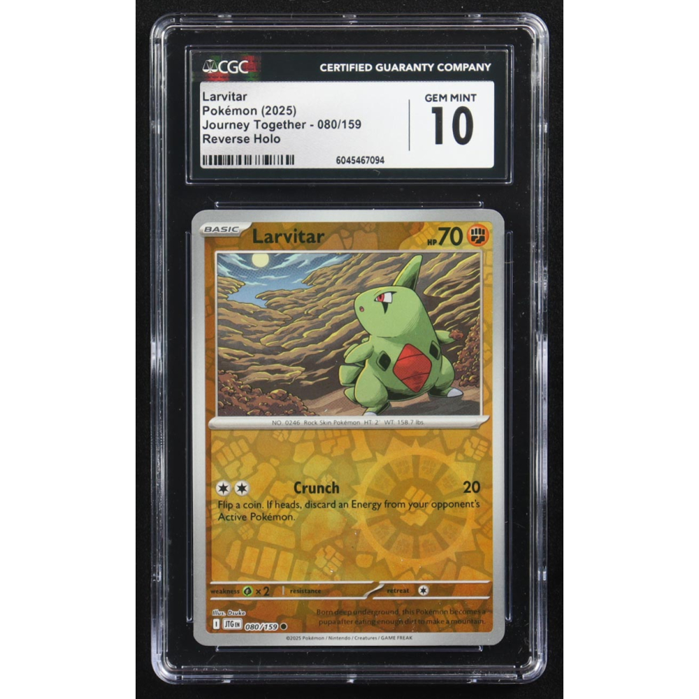 Larvitar 2025 Pokemon Journey Together #080 (CGC 10) at PristineAuction.com