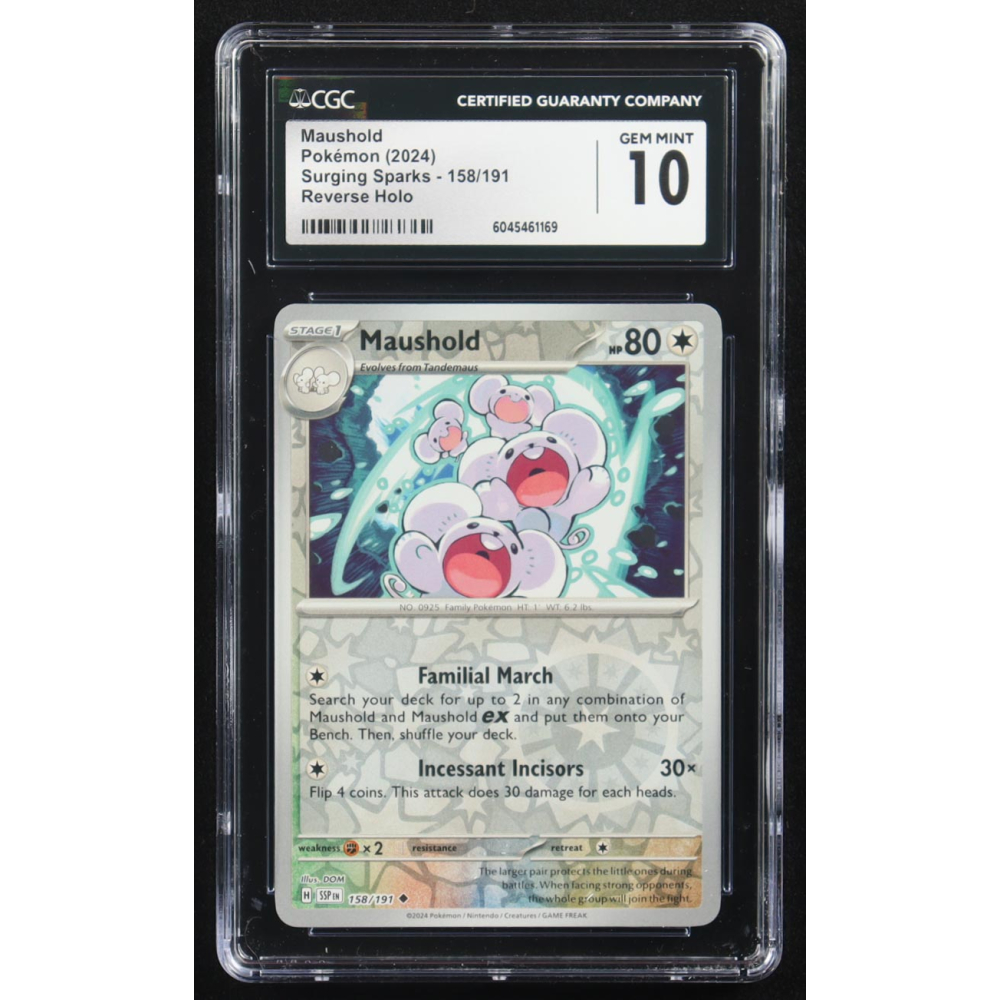 Maushold 2024 Pokemon Surging Sparks #158 (CGC 10) at PristineAuction.com