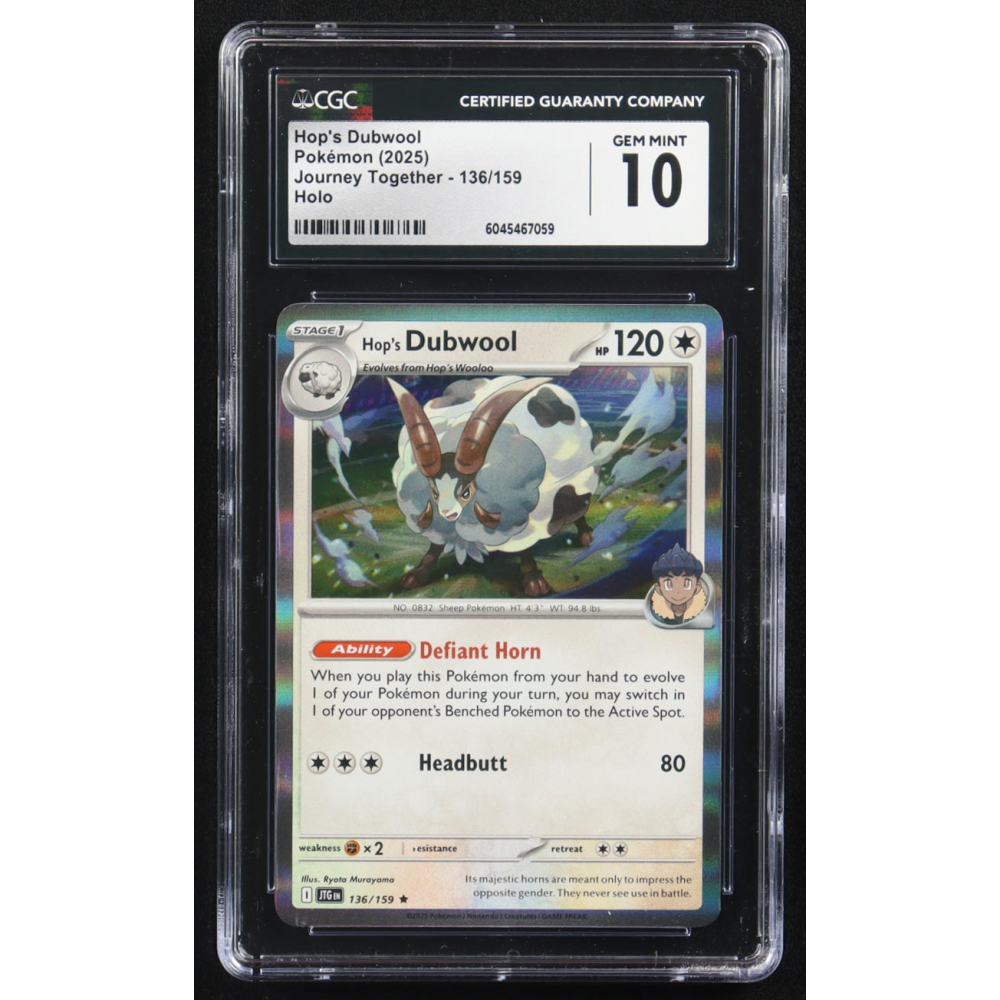 Hop's Dubwool 2025 Pokemon Journey Together #136 (CGC 10) at PristineAuction.com
