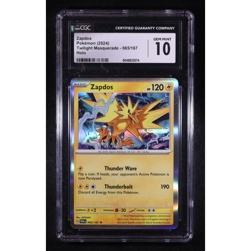 Zapdos 2024 Pokemon Twilight Masquerade #065 (CGC 10) at PristineAuction.com
