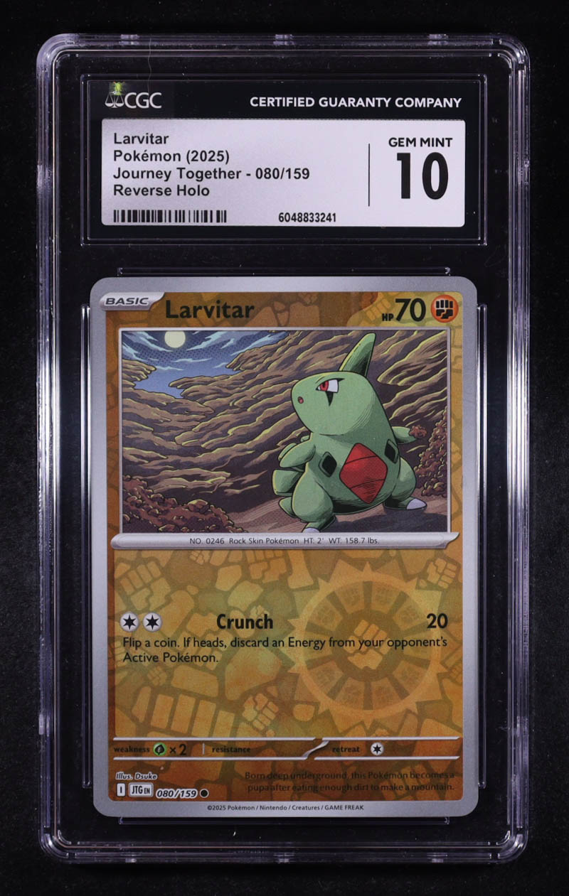 Larvitar 2025 Pokemon Journey Together #080 (CGC 10) at PristineAuction.com Larvitar 2025 Pokemon Journey Together #080 (CGC 10) at PristineAuction.com