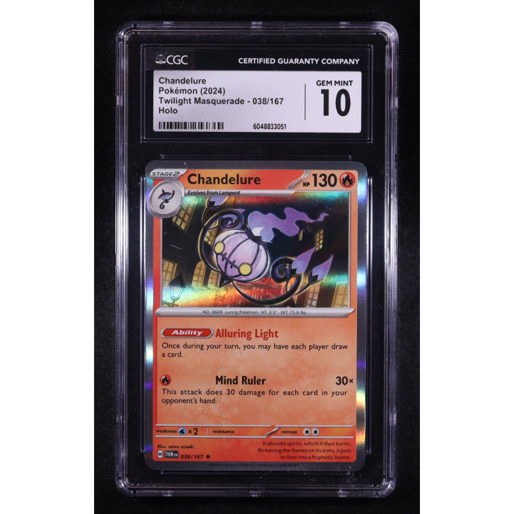 Chandelure 2024 Pokemon Twilight Masquerade #038 (CGC 10) at PristineAuction.com