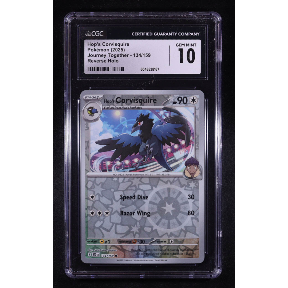 Hop's Corvisquire 2025 Pokemon Journey Together #134 (CGC 10) at PristineAuction.com