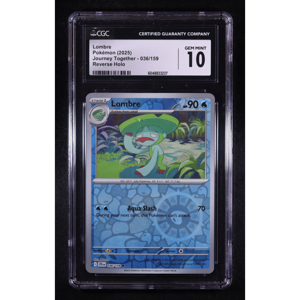 Lombre 2025 Pokemon Journey Together #036 (CGC 10) at PristineAuction.com