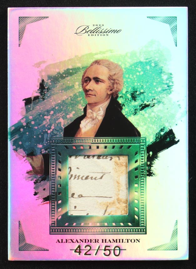 Alexander Hamilton 2023 Bellissimo Edition Relic #53 #42/50 Holo at PristineAuction.com Alexander Hamilton 2023 Bellissimo Edition Relic #53 #42/50 Holo at PristineAuction.com
