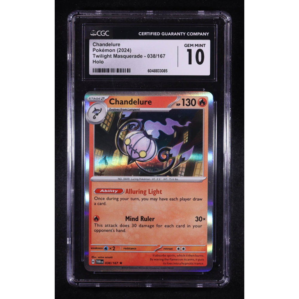 Chandelure 2024 Pokemon Twilight Masquerade #038 (CGC 10) at PristineAuction.com