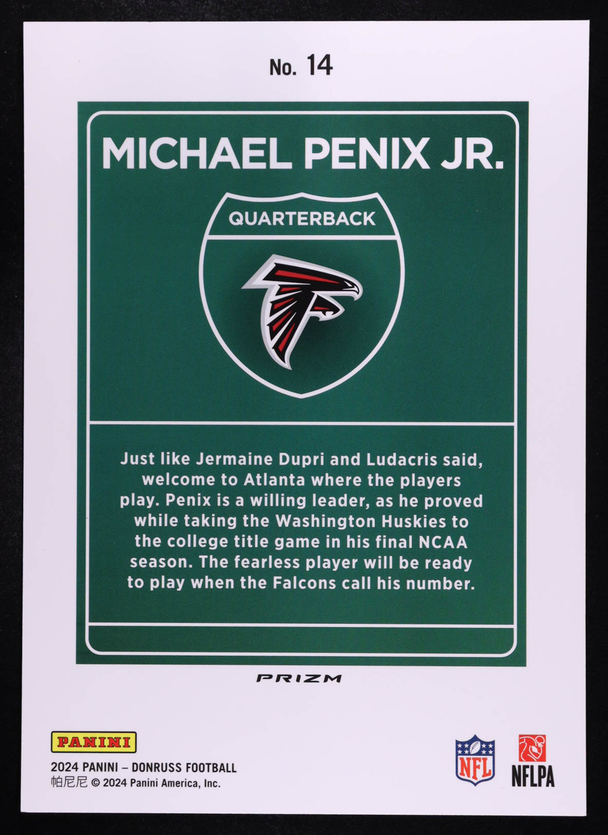 Michael Penix Jr. 2024 Donruss Downtown! Oversize #14 RC at PristineAuction.com Michael Penix Jr. 2024 Donruss Downtown! Oversize #14 RC at PristineAuction.com