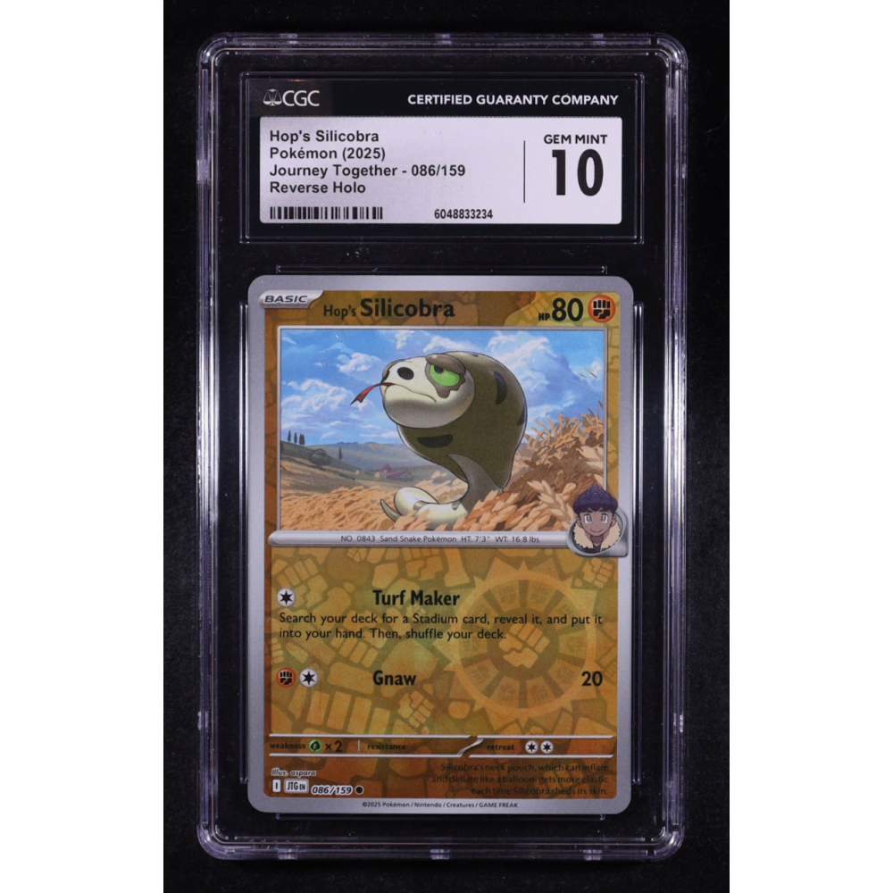 Hop's Silicobra 2025 Pokemon Journey Together #086 (CGC 10) at PristineAuction.com