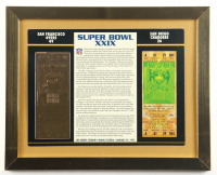 Super Bowl XXiX Commemorative Score Card with 23KT Gold Ticket Framed Display at PristineAuction.com