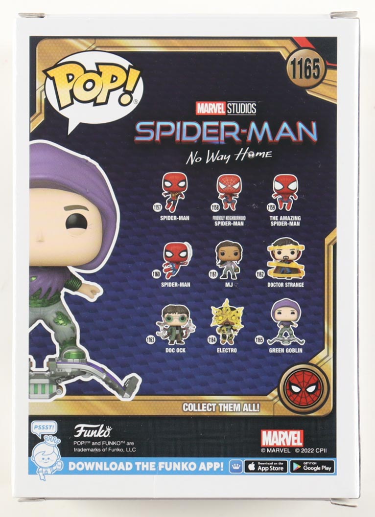 Willem Dafoe Signed "Spider-Man: No Way Home" #1165 Green Goblin Bobble-Head Funko Pop! Vinyl Figure (Beckett) at PristineAuction.com Willem Dafoe Signed "Spider-Man: No Way Home" #1165 Green Goblin Bobble-Head Funko Pop! Vinyl Figure (Beckett) at PristineAuction.com