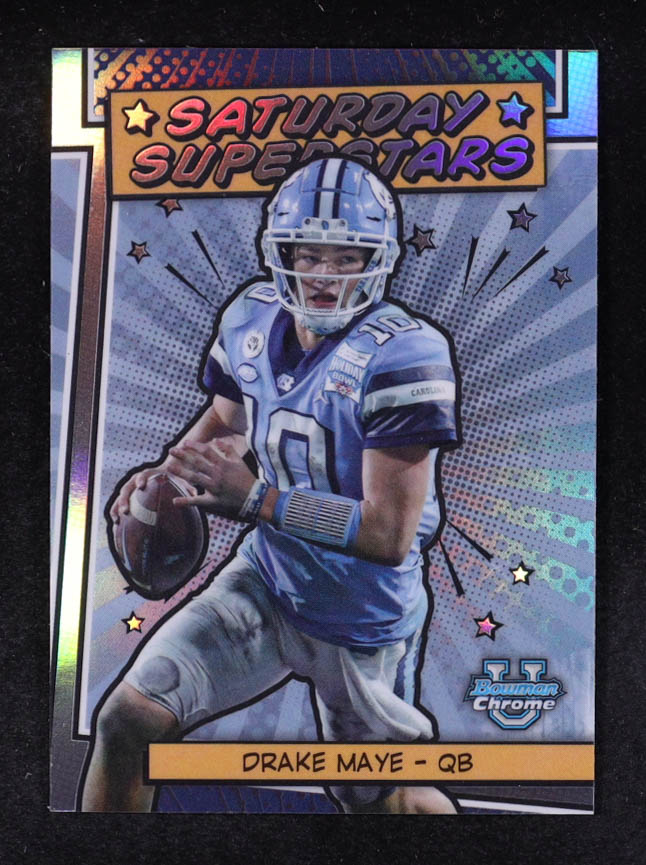 Drake Maye 2023 Topps Bowman U Chrome Saturday Superstars #SS-2 RC at PristineAuction.com Drake Maye 2023 Topps Bowman U Chrome Saturday Superstars #SS-2 RC at PristineAuction.com