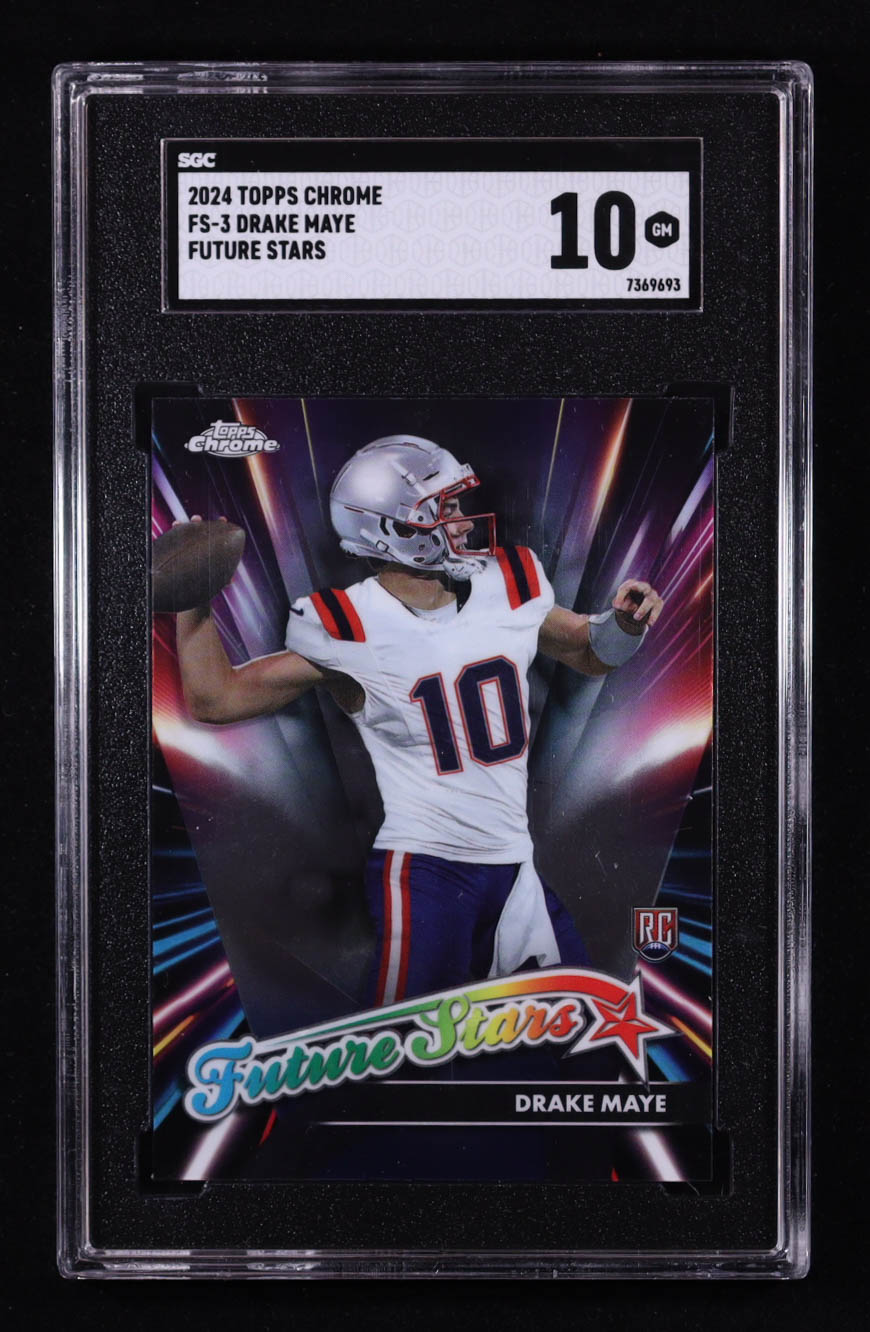 Drake Maye 2024 Topps Chrome Future Stars #FS3 RC (SGC 10) at PristineAuction.com Drake Maye 2024 Topps Chrome Future Stars #FS3 RC (SGC 10) at PristineAuction.com