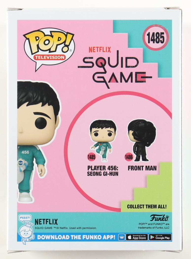 Lee Jung-Jae Signed "Squid Game" #1485 Player 456: Seong Gi-Hun Funko Pop! Vinyl Figure (Beckett) at PristineAuction.com Lee Jung-Jae Signed "Squid Game" #1485 Player 456: Seong Gi-Hun Funko Pop! Vinyl Figure (Beckett) at PristineAuction.com
