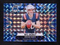 Drake Maye 2024 Panini Mosaic Reactive Blue NFL Debut #273 RC at PristineAuction.com