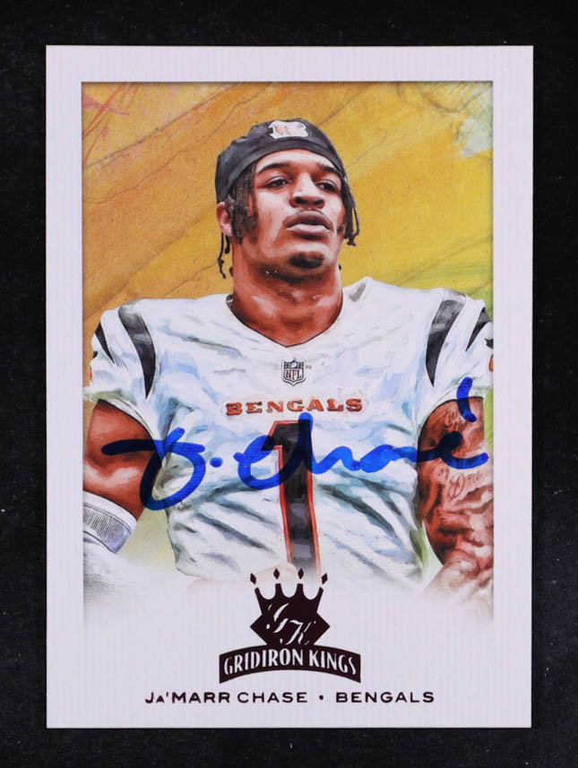 Ja'Marr Chase Signed 2021 Panini Chronicles Gridiron Kings #24 RC (Beckett) at PristineAuction.com Ja'Marr Chase Signed 2021 Panini Chronicles Gridiron Kings #24 RC (Beckett) at PristineAuction.com