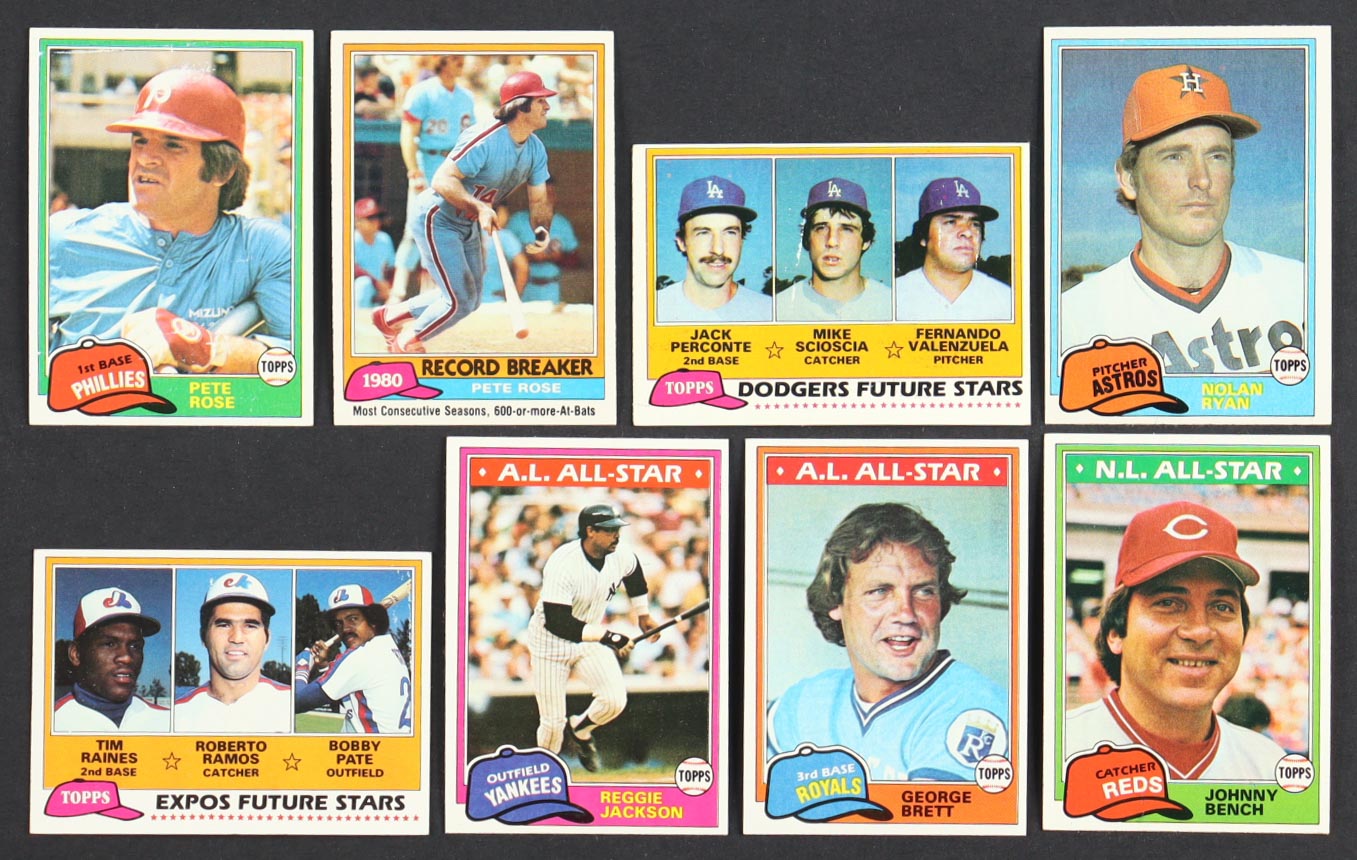 1981 Topps Baseball Complete Set of (726) Cards with Jack Perconte / Mike Scioscia / Fernando Valenzuela #302 RC, Nolan Ryan #240, Rickey Henderson #261, Kirk Gibson #315 at PristineAuction.com 1981 Topps Baseball Complete Set of (726) Cards with Jack Perconte / Mike Scioscia / Fernando Valenzuela #302 RC, Nolan Ryan #240, Rickey Henderson #261, Kirk Gibson #315 at PristineAuction.com
