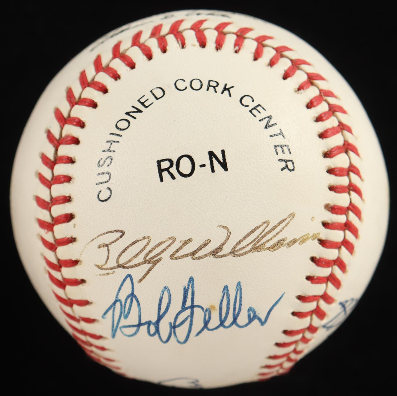 Hall of Famers ONL Baseball Signed by (5) with Bob Feller, Billy Williams, Enos Slaughter, Johnny Mize with Wood Display Case (PSA) at PristineAuction.com Hall of Famers ONL Baseball Signed by (5) with Bob Feller, Billy Williams, Enos Slaughter, Johnny Mize with Wood Display Case (PSA) at PristineAuction.com