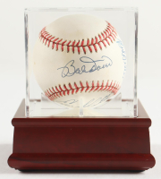 Hall of Famers ONL Baseball Signed by (5) with Bob Feller, Billy Williams, Enos Slaughter, Johnny Mize with Wood Display Case (PSA) at PristineAuction.com
