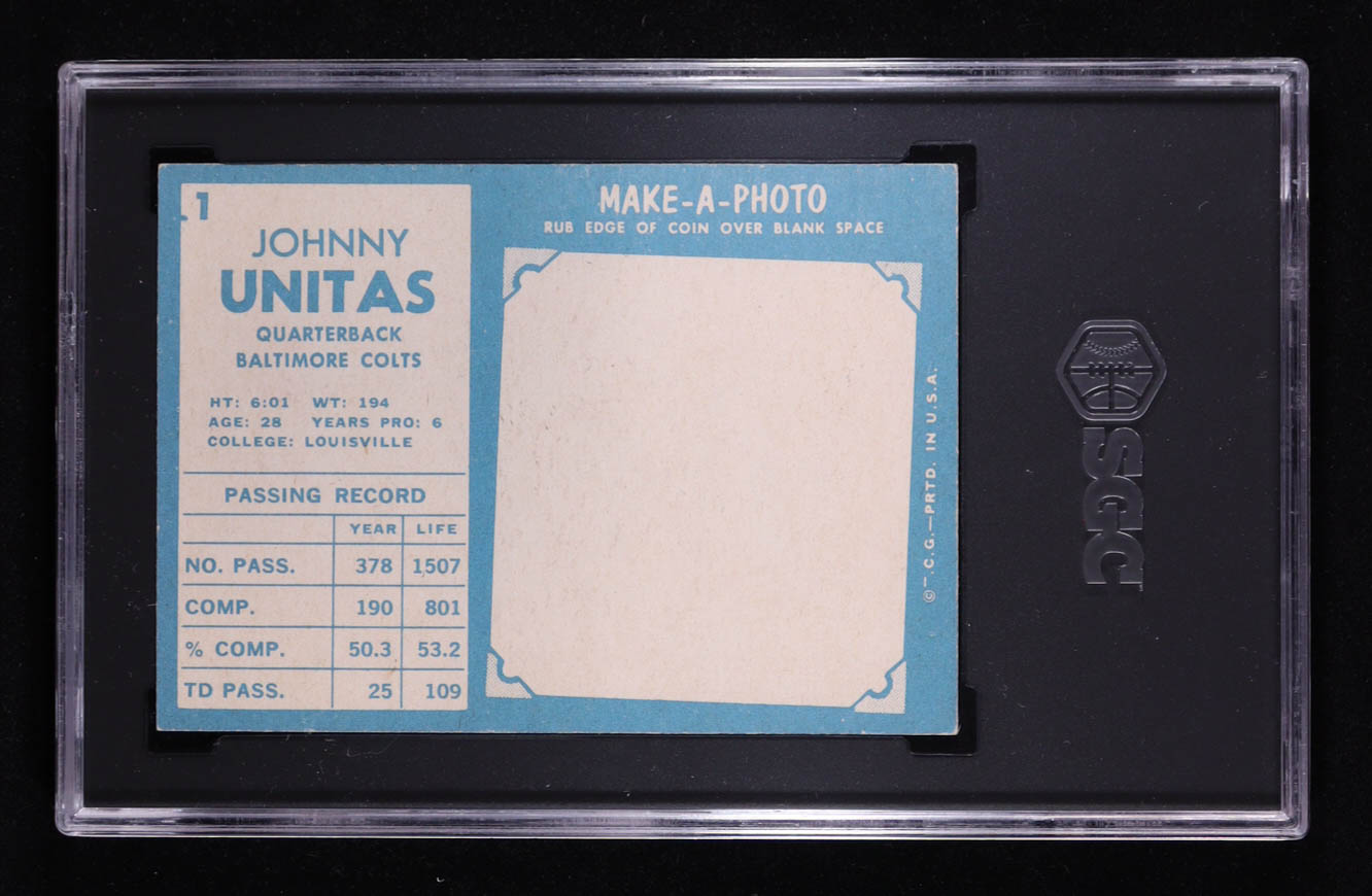 Johnny Unitas 1961 Topps #1 (SGC 6) at PristineAuction.com Johnny Unitas 1961 Topps #1 (SGC 6) at PristineAuction.com