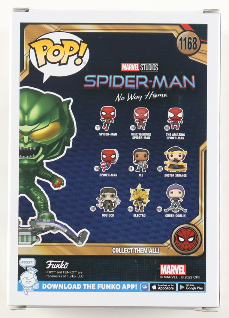 Willem Dafoe Signed "Spider-Man: No Way Home" #1168 Green Goblin Bobble-Head Funko Pop! Vinyl Figure (Beckett) at PristineAuction.com Willem Dafoe Signed "Spider-Man: No Way Home" #1168 Green Goblin Bobble-Head Funko Pop! Vinyl Figure (Beckett) at PristineAuction.com