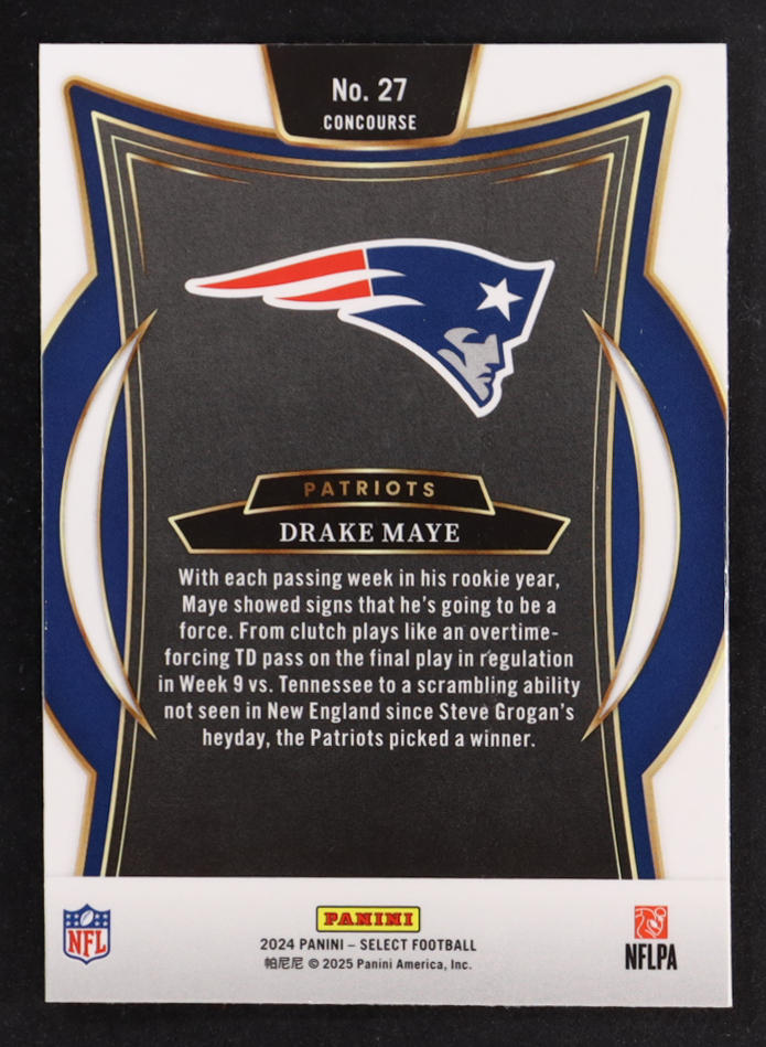Drake Maye 2024 Select #27 RC at PristineAuction.com Drake Maye 2024 Select #27 RC at PristineAuction.com
