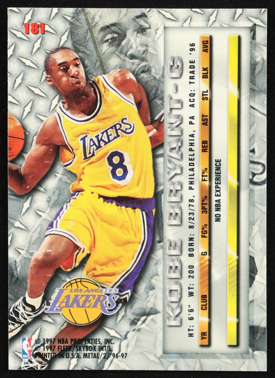 Kobe Bryant 1996-97 Metal #181 RC at PristineAuction.com Kobe Bryant 1996-97 Metal #181 RC at PristineAuction.com