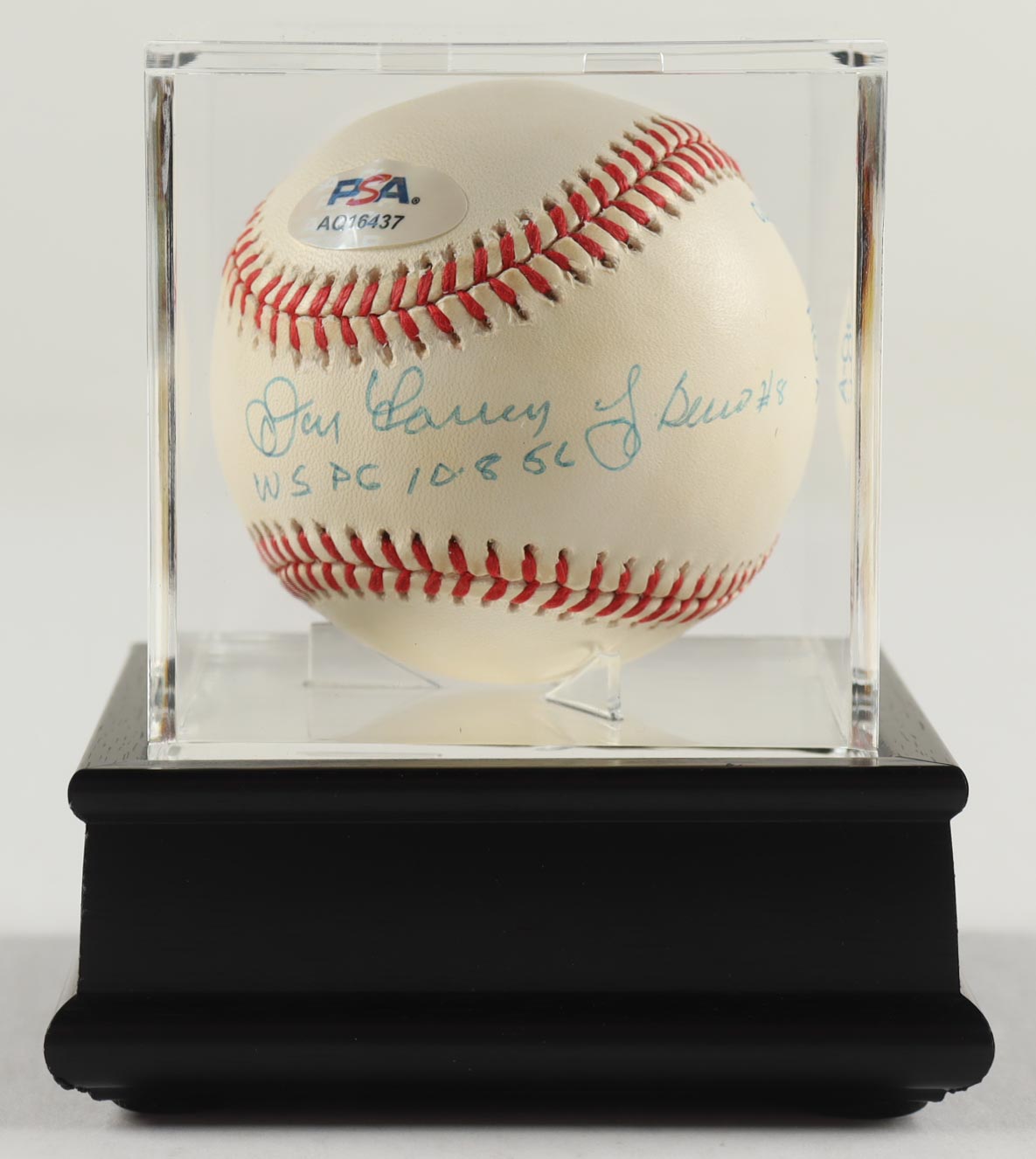 Yogi Berra & Don Larsen Signed OAL Baseball Baseball With Display Case Inscribed "WS PG 10.8.56" (PSA) at PristineAuction.com Yogi Berra & Don Larsen Signed OAL Baseball Baseball With Display Case Inscribed "WS PG 10.8.56" (PSA) at PristineAuction.com