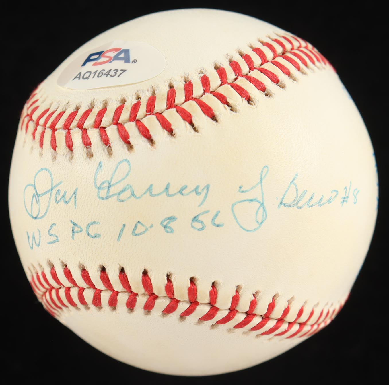 Yogi Berra & Don Larsen Signed OAL Baseball Baseball With Display Case Inscribed "WS PG 10.8.56" (PSA) at PristineAuction.com Yogi Berra & Don Larsen Signed OAL Baseball Baseball With Display Case Inscribed "WS PG 10.8.56" (PSA) at PristineAuction.com