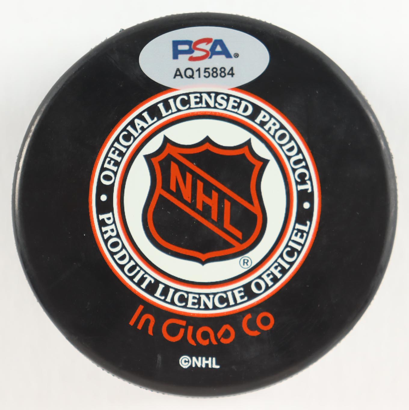 Jacques Laperriere Signed Canadiens Logo Hockey Puck With Display Case Inscribed "HOF 1987" (PSA) at PristineAuction.com Jacques Laperriere Signed Canadiens Logo Hockey Puck With Display Case Inscribed "HOF 1987" (PSA) at PristineAuction.com