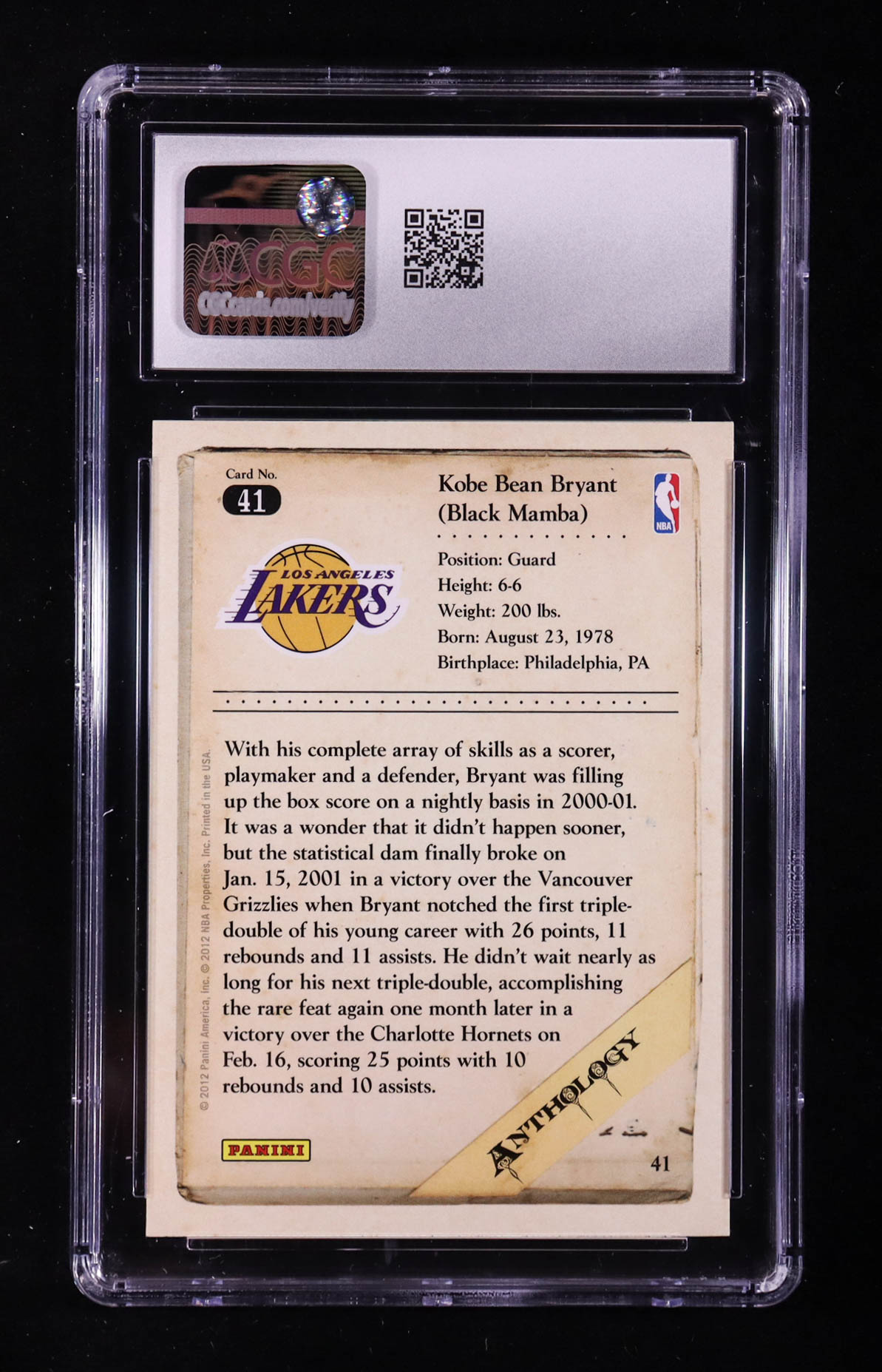Kobe Bryant 2012-13 Panini Kobe Anthology #41 (CGC 10) at PristineAuction.com Kobe Bryant 2012-13 Panini Kobe Anthology #41 (CGC 10) at PristineAuction.com