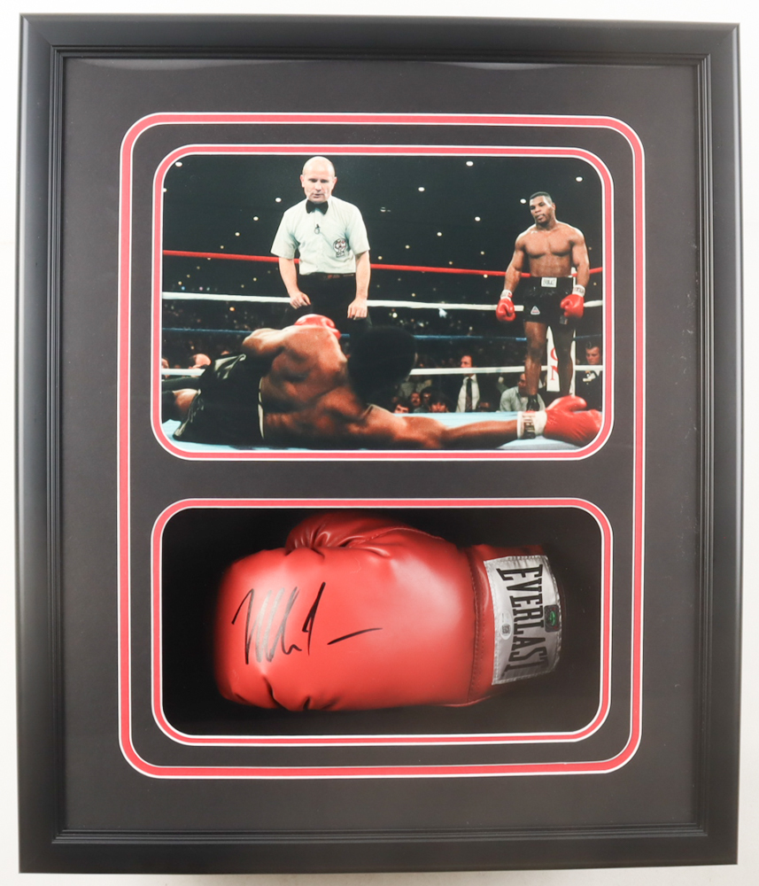 Mike Tyson Signed Custom Framed Shadowbox Everlast Boxing Glove Display (JSA & Tyson) at PristineAuction.com Mike Tyson Signed Custom Framed Shadowbox Everlast Boxing Glove Display (JSA & Tyson) at PristineAuction.com