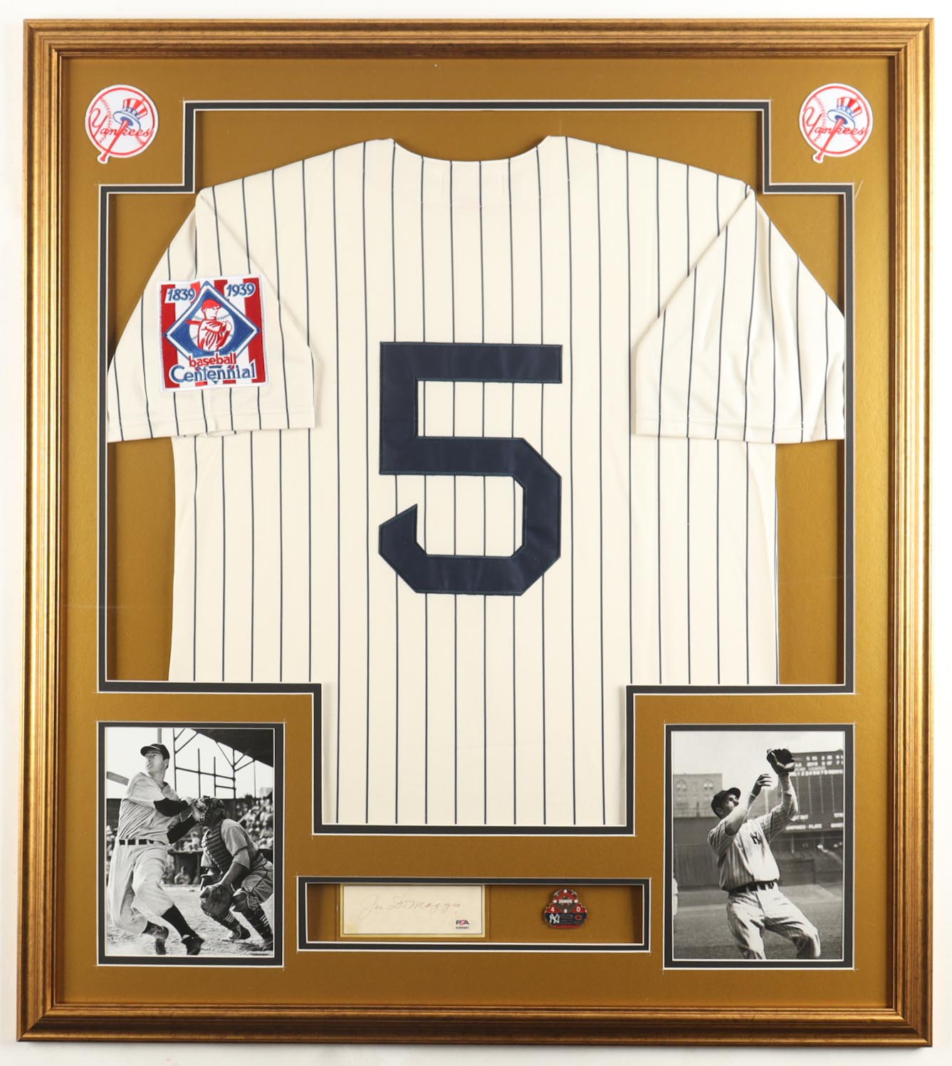 Joe DiMaggio Signed Custom Framed Cut Display with Jersey & World Series Pin (PSA) at PristineAuction.com Joe DiMaggio Signed Custom Framed Cut Display with Jersey & World Series Pin (PSA) at PristineAuction.com