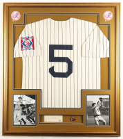 Joe DiMaggio Signed Custom Framed Cut Display with Jersey & World Series Pin (PSA) at PristineAuction.com