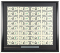 2013 U.S. $2 Dollar Bill Custom Framed Uncut Sheet Of (32) Bills at PristineAuction.com