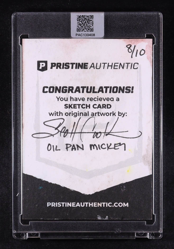 Oil Pan Mickey | Disney | Original Art Sketch Card by Scott Cook (8/10 Original Art) at PristineAuction.com Oil Pan Mickey | Disney | Original Art Sketch Card by Scott Cook (8/10 Original Art) at PristineAuction.com