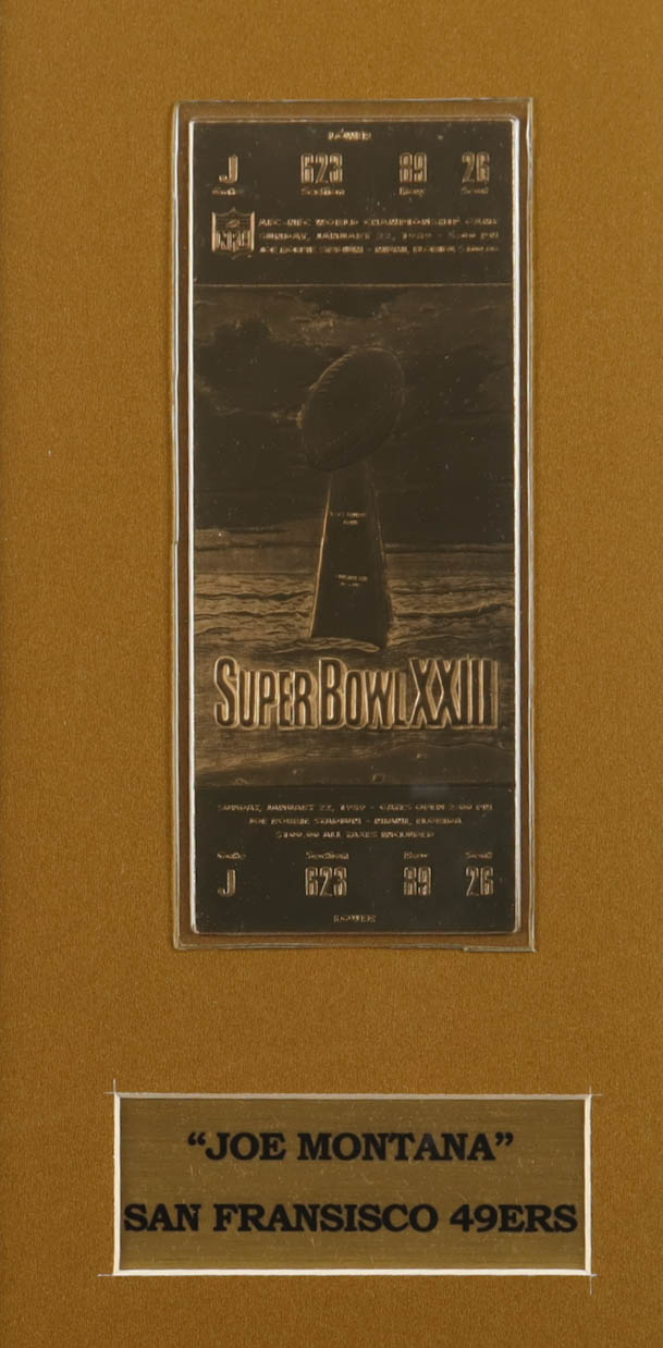 "Joe Montana at the Super Bowl" Custom Framed Art Print Display at PristineAuction.com "Joe Montana at the Super Bowl" Custom Framed Art Print Display at PristineAuction.com