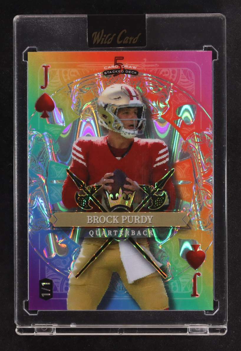 Brock Purdy 2024 Wild Card 5 Card Draw Stacked Deck Jack Of Spades Rainbow Ray Wave #SDPS-BPN #1/1 at PristineAuction.com Brock Purdy 2024 Wild Card 5 Card Draw Stacked Deck Jack Of Spades Rainbow Ray Wave #SDPS-BPN #1/1 at PristineAuction.com