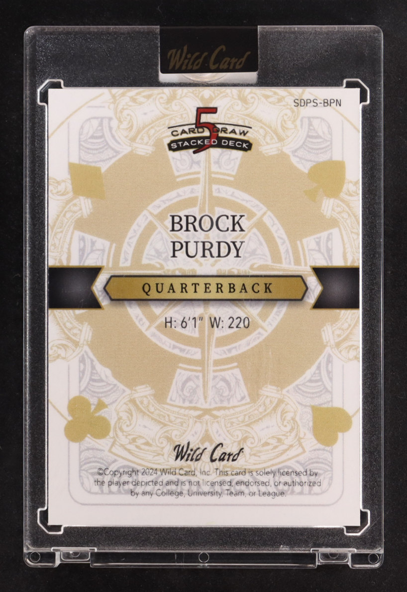Brock Purdy 2024 Wild Card 5 Card Draw Stacked Deck Jack Of Spades Rainbow Ray Wave #SDPS-BPN #1/1 at PristineAuction.com Brock Purdy 2024 Wild Card 5 Card Draw Stacked Deck Jack Of Spades Rainbow Ray Wave #SDPS-BPN #1/1 at PristineAuction.com