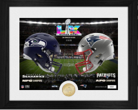 Seahawks vs Patriots LE Super Bowl LX Custom Framed Photo with Bronze Coin at PristineAuction.com