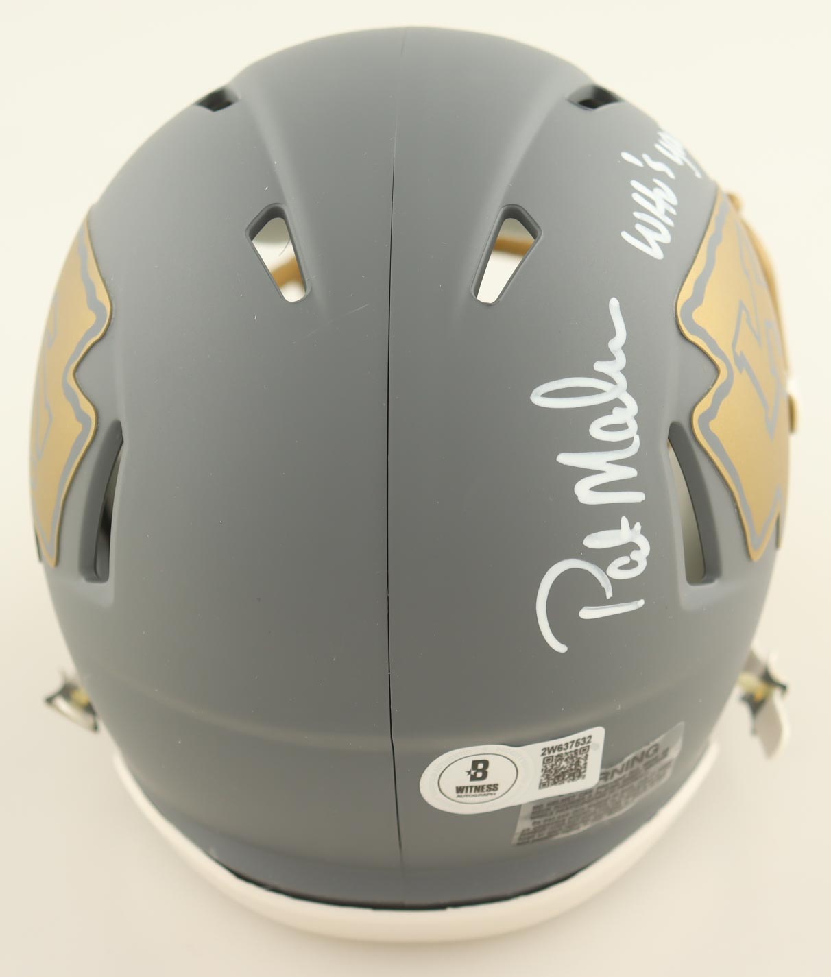 Patrick Mahomes Sr. Signed Chiefs Slate Alternate Speed Mini Helmet Inscribed "Who's Your Daddy?" (Beckett) at PristineAuction.com Patrick Mahomes Sr. Signed Chiefs Slate Alternate Speed Mini Helmet Inscribed "Who's Your Daddy?" (Beckett) at PristineAuction.com