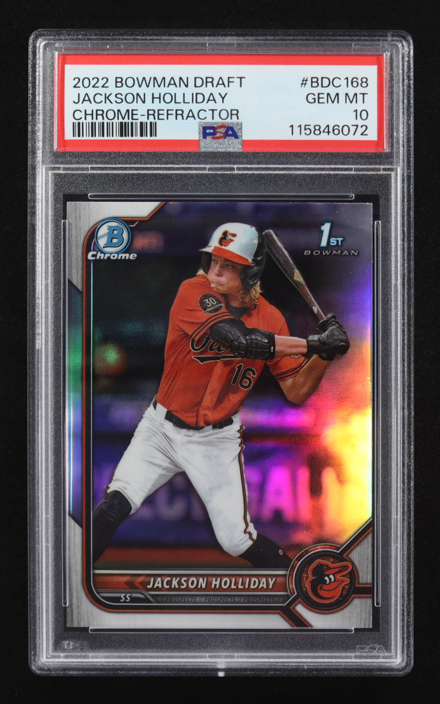 Jackson Holliday 2022 Bowman Chrome Draft Refractors #BDC168 RC (PSA 10) at PristineAuction.com Jackson Holliday 2022 Bowman Chrome Draft Refractors #BDC168 RC (PSA 10) at PristineAuction.com