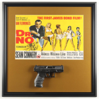 "Dr. No" Custom Framed Movie Poster Display with Replica Prop Pistol at PristineAuction.com
