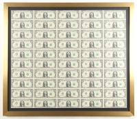 2017 U.S. $1 Dollar Bill Custom Framed Uncut Sheet Of (50) Bills at PristineAuction.com