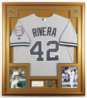 Mariano Rivera Signed Custom Framed Cut Display with Jersey & (3) World Series Pins (PSA) at PristineAuction.com