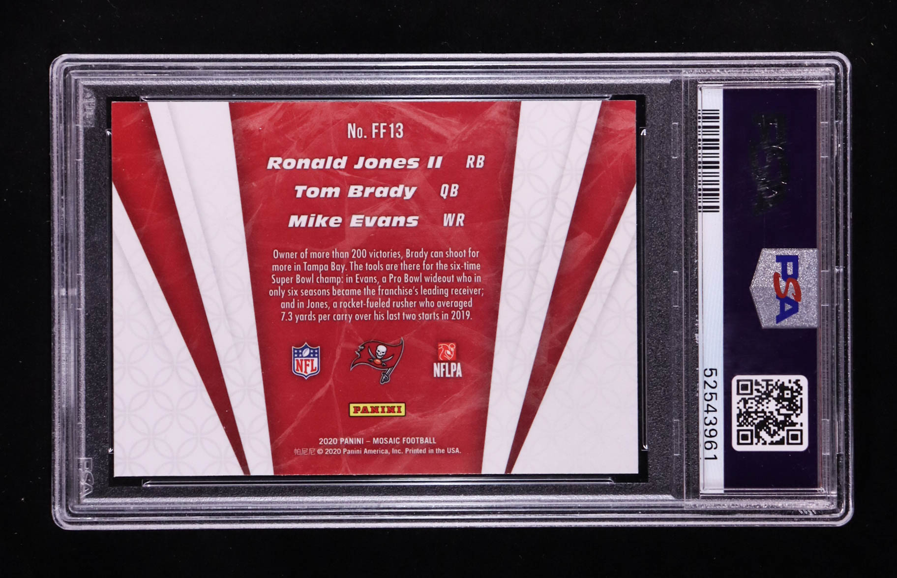 Mike Evans / Ronald Jones II / Tom Brady 2020 Panini Mosaic Flea Flicker #13 (PSA 10) at PristineAuction.com Mike Evans / Ronald Jones II / Tom Brady 2020 Panini Mosaic Flea Flicker #13 (PSA 10) at PristineAuction.com