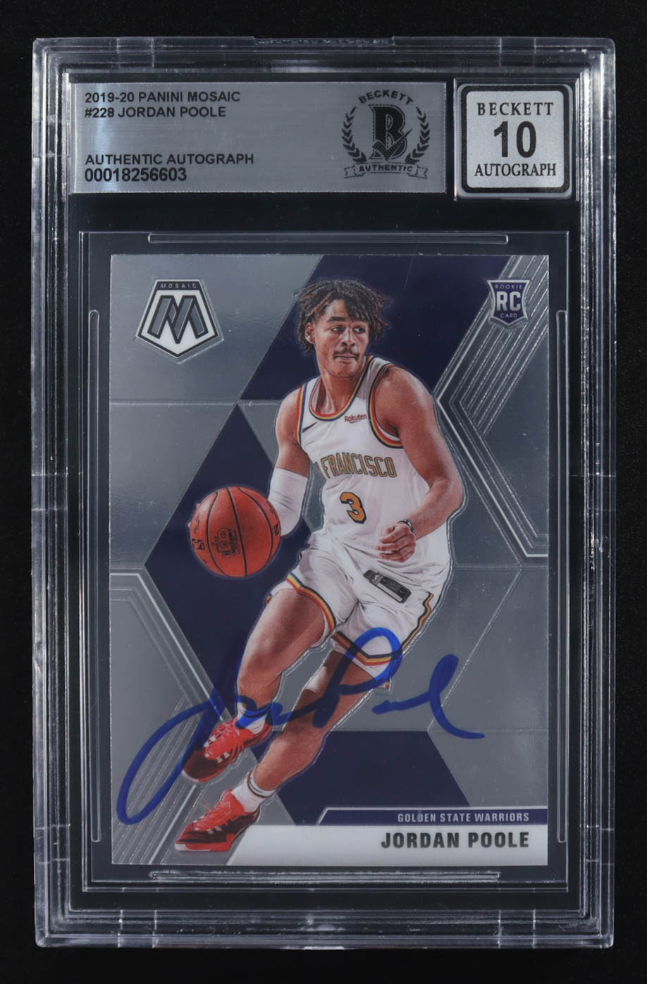 Jordan Poole Signed 2019-20 Panini Mosaic #229 RC (BGS | Autograph Graded BGS 10) at PristineAuction.com Jordan Poole Signed 2019-20 Panini Mosaic #229 RC (BGS | Autograph Graded BGS 10) at PristineAuction.com