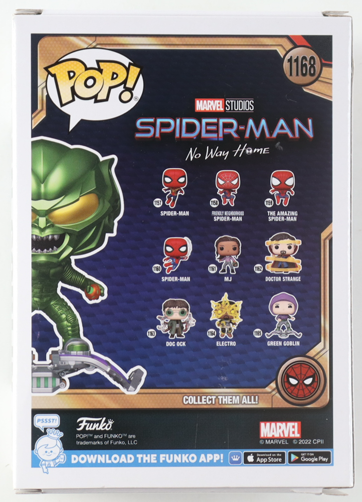 Willem Dafoe Signed "Spider-Man: No Way Home" #1168 Green Goblin Bobble-Head Funko Pop! Vinyl Figure (Beckett) at PristineAuction.com Willem Dafoe Signed "Spider-Man: No Way Home" #1168 Green Goblin Bobble-Head Funko Pop! Vinyl Figure (Beckett) at PristineAuction.com