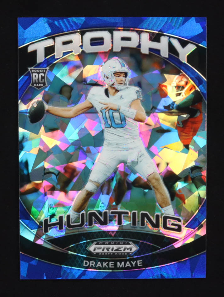 Drake Maye 2024 Panini Prizm Draft Picks Trophy Hunting Blue Ice #9 #82/99 RC