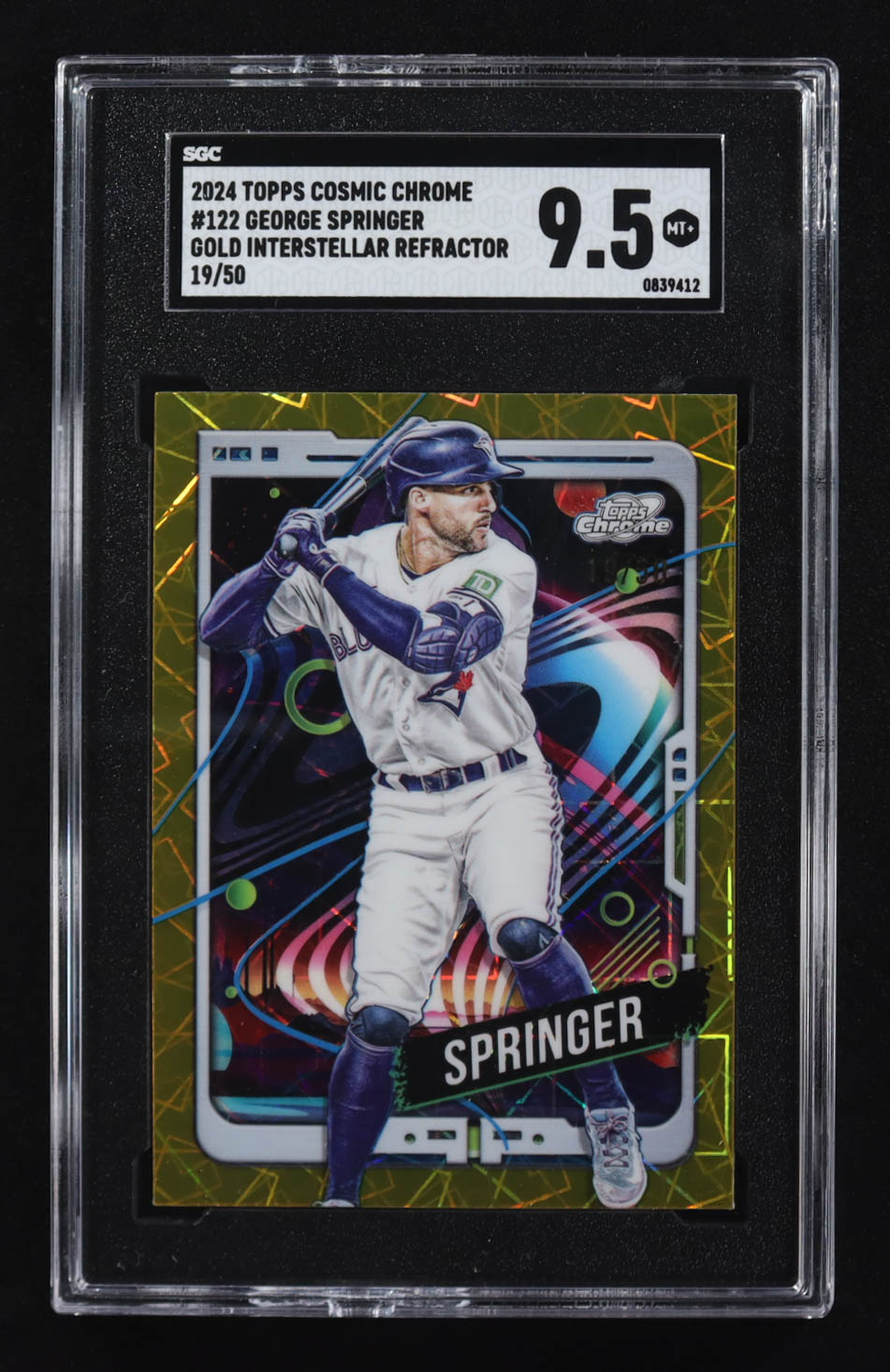 George Springer 2024 Topps Cosmic Chrome Gold Interstellar Refractors #122 #19/50 (SGC 9.5) at PristineAuction.com George Springer 2024 Topps Cosmic Chrome Gold Interstellar Refractors #122 #19/50 (SGC 9.5) at PristineAuction.com